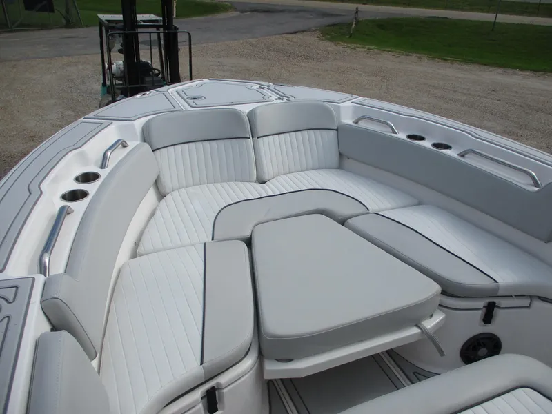 Slide: The Image of 2022 Sea Fox 228 Commander boat with spacious, cushioned seating area. - 13