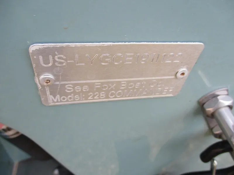 Slide: The Image of Metal identification plate on 2022 Sea Fox 228 Commander boat. - 21