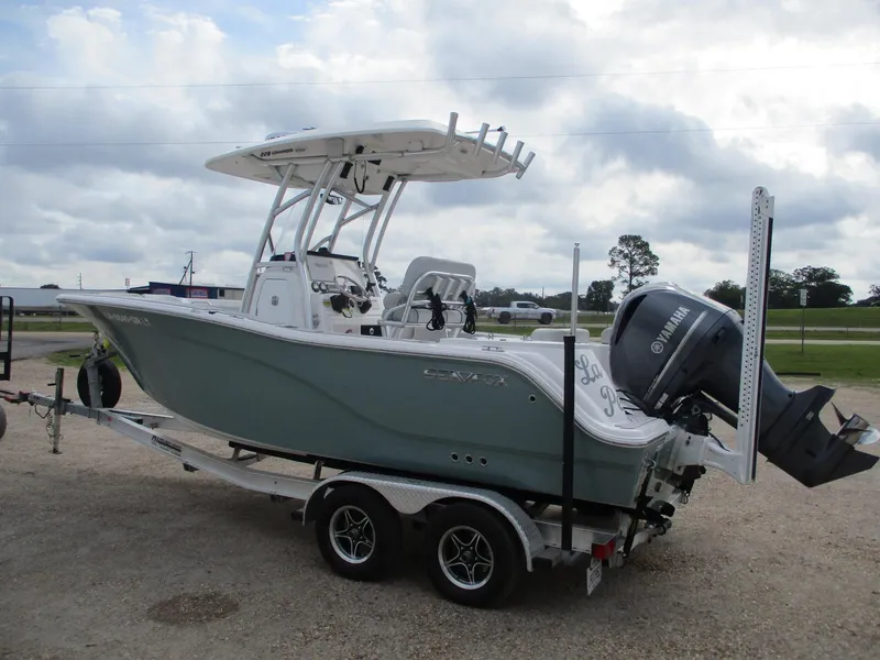 Slide: The Image of 2022 Sea Fox 228 Commander boat on trailer with Yamaha outboard motor. - 4