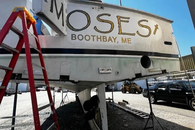 Slide: The Image of 2003 Lyman-Morse Wesmac Sportfish Cruiser in dry dock, Boothbay, ME. - 28