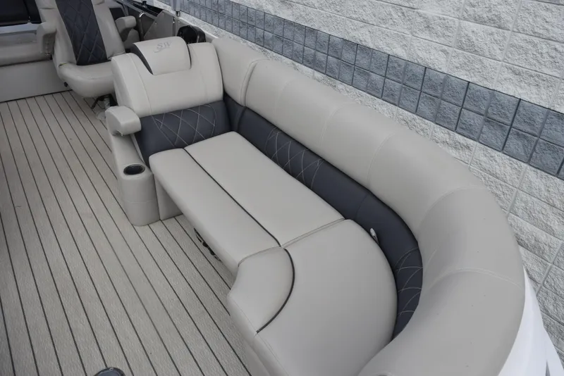 Slide: The Image of Luxurious seating on 2022 Silver Wave 2410 SW5 JS boat with beige upholstery. - 16