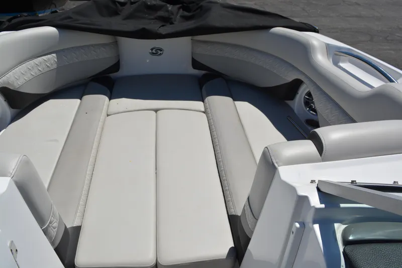 Slide: The Image of 2022 Hurricane SunDeck 2690 OB boat interior with spacious seating and sleek design. - 23