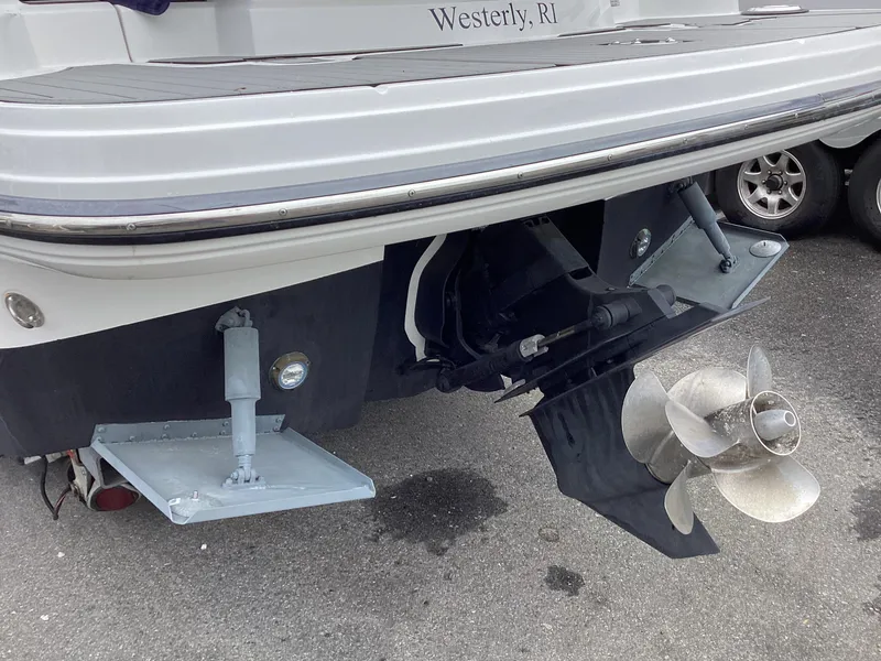 Slide: The Image of 2022 Monterey 295 Sport Yacht stern with propeller, located in Westerly, RI. - 30