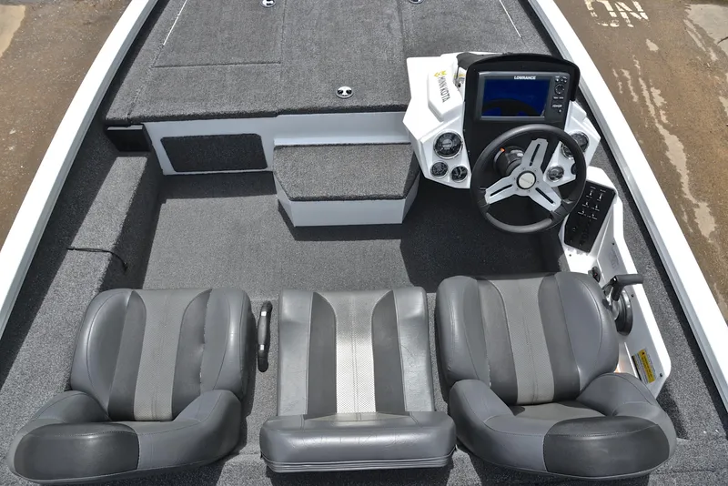 Slide: The Image of 2020 Vexus AVX1880 boat interior with dual seats and steering console. - 23