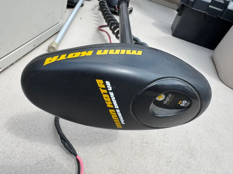 Slide: The Image of Minn Kota PowerDrive V2 trolling motor on Sylvan Mirage Fish 8520 CNF, 2014 model. - 23