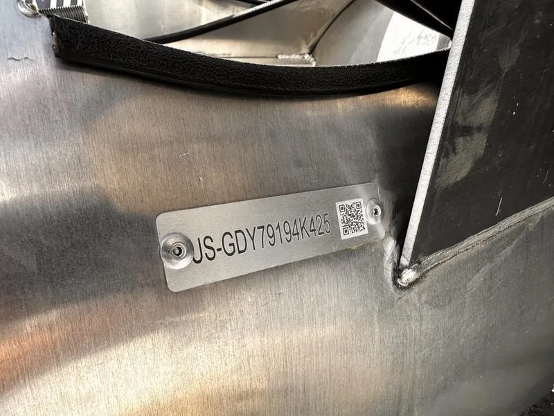 Slide: The Image of 2025 Godfrey Monaco Sundeck 235 SD hull identification number plate with QR code. - 14