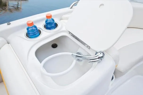 Slide: The Image of Tahoe 195 boat interior with cup holders and storage compartment, 2012 model. - 20