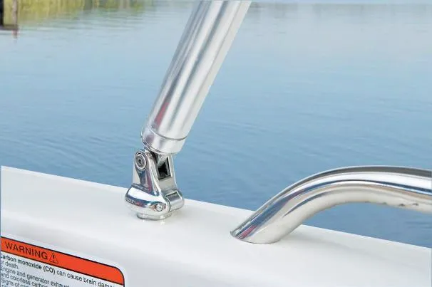 Slide: The Image of Stainless steel railing on 2012 Tahoe 195 boat by water. - 30