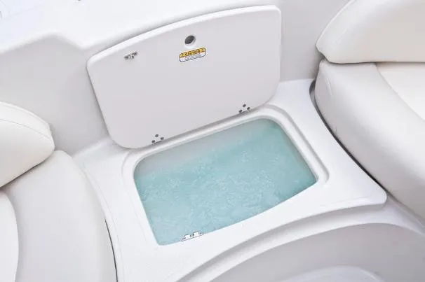 Slide: The Image of 2012 Tahoe 195 boat interior with built-in cooler filled with ice. - 31