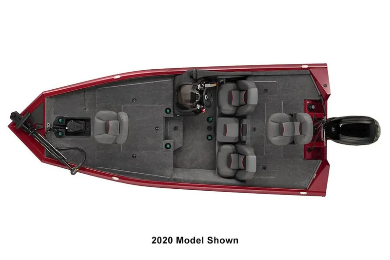 Slide: The Image of 2023 Tracker Pro Team 175 TXW boat, top view, red and gray interior. - 5