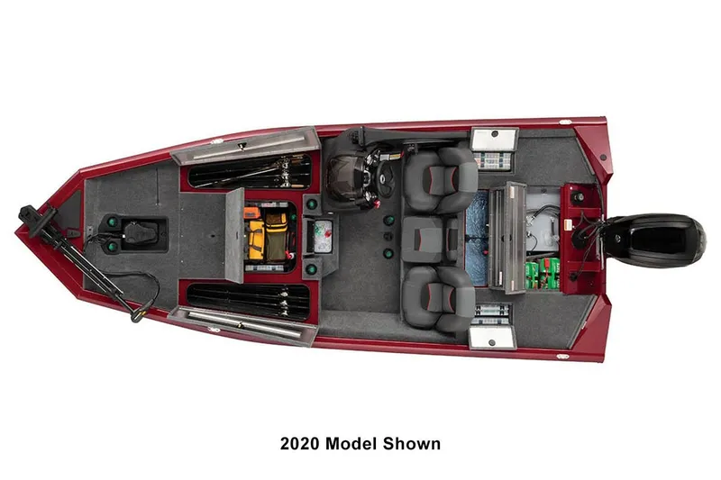 Slide: The Image of Top view of 2023 Tracker Pro Team 175 TXW fishing boat layout. - 6