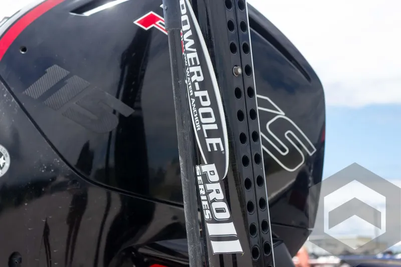 Slide: The Image of 2019 Ranger RT188 boat with Power-Pole Pro II, close-up view. - 12
