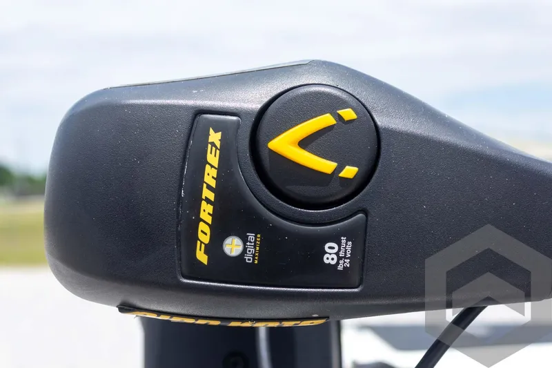 Slide: The Image of Close-up of Fortrex trolling motor control on 2019 Ranger RT188 boat. - 18