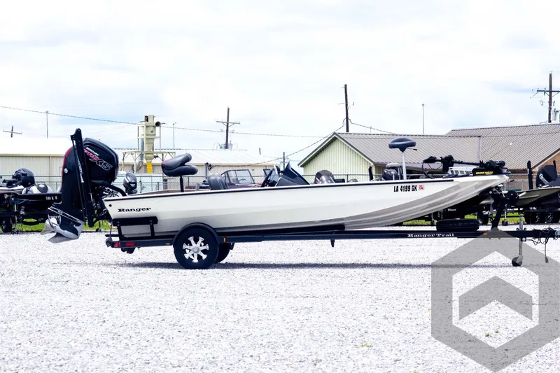 Slide: The Image of 2019 Ranger RT188 boat on trailer in outdoor setting. - 4