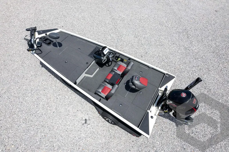 Slide: The Image of 2019 Ranger RT188 fishing boat with motor, aerial view on gravel surface. - 46