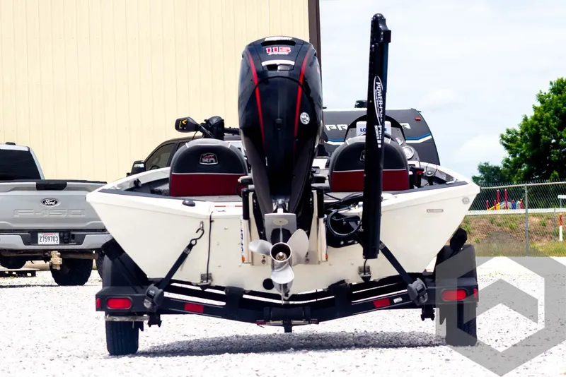 Slide: The Image of 2019 Ranger RT188 boat on trailer, rear view, parked outdoors. - 6