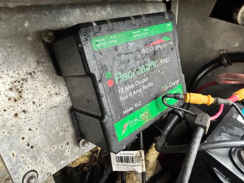 Slide: The Image of Battery charger in a 2016 Ranger RT178 boat, model RS2, with 12 Amp output. - 10