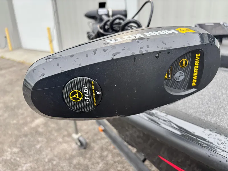 Slide: The Image of Minn Kota PowerDrive trolling motor on 2016 Ranger RT178 boat, close-up view. - 2