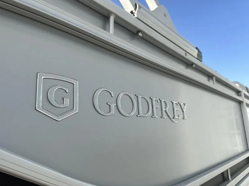 Slide: The Image of Godfrey Sweetwater 2286 SFLC 2025 boat, featuring sleek design and branding. - 3