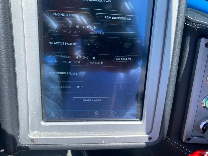 Slide: The Image of 2021 Supra SL 450 engine diagnostics screen displaying no active or stored faults. - 36