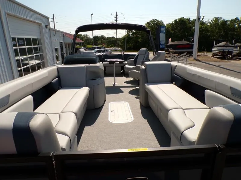 Slide: The Image of 2025 Godfrey Sweetwater 2486 QS iMPACT pontoon boat with spacious seating and modern design. - 18