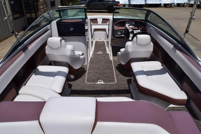 Slide: The Image of 2018 Four Winns HD240 OB boat interior with luxurious seating and modern design. - 16