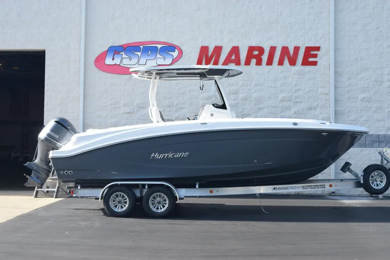 The Image of 2025 Hurricane Center Console 24 OB boat on trailer at GSPS Marine dealership. - 1