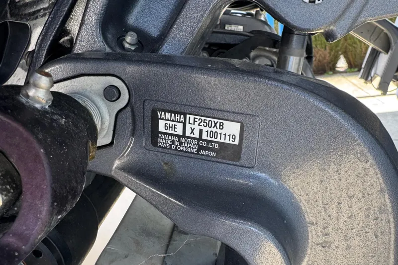 Slide: The Image of Yamaha LF250X engine detail on 1990 Grady-White Marlin 28 boat. - 12