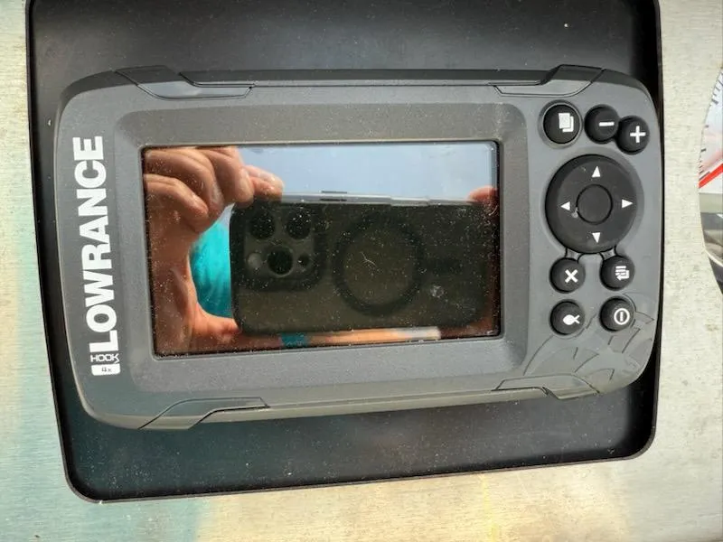 Slide: The Image of Lowrance Hook fish finder on 2019 Godfrey Aqua Patio 235 UL boat dashboard. - 14