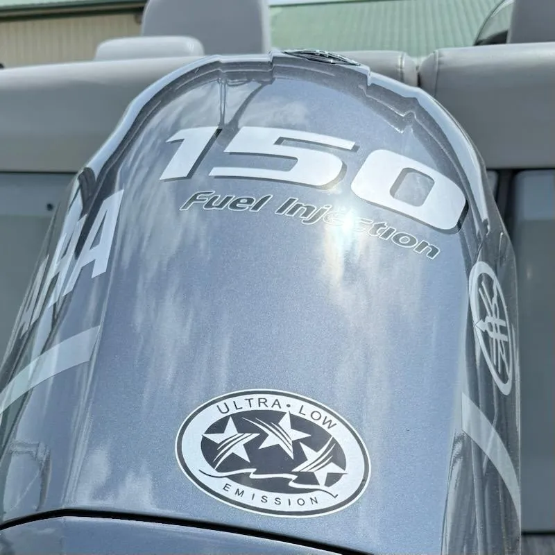 Slide: The Image of Yamaha 150 outboard motor with fuel injection on 2019 Godfrey Aqua Patio 235 UL. - 8