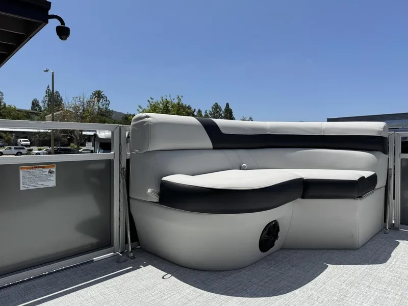 Slide: The Image of 2025 South Bay 18CR SE S Cruise pontoon boat with sleek seating design. - 11