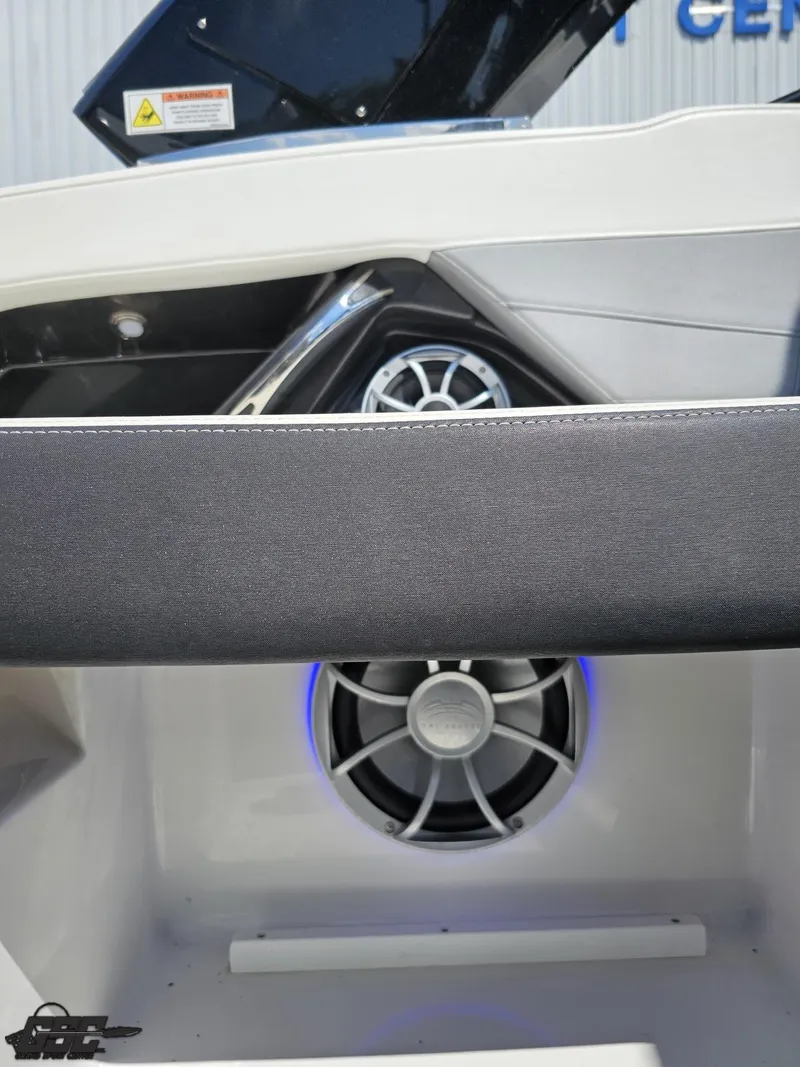 Slide: The Image of 2018 Monterey 258 Super Sport boat interior with speaker system. - 48