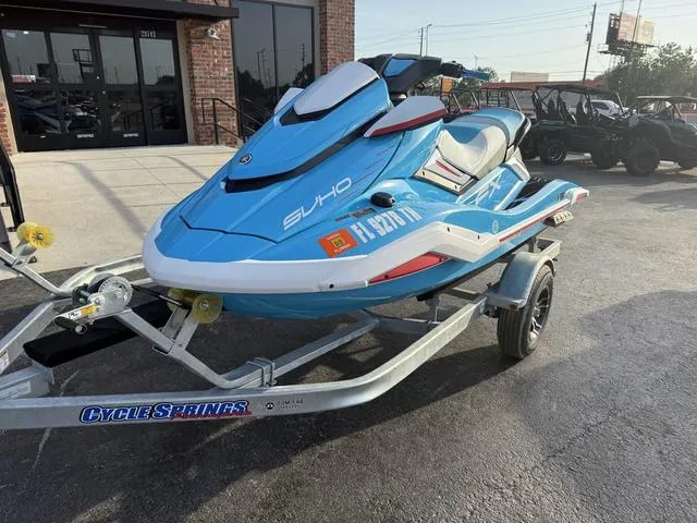 Slide: The Image of 2022 Yamaha Marine Waverunner FX on trailer, parked outside a dealership. - 6