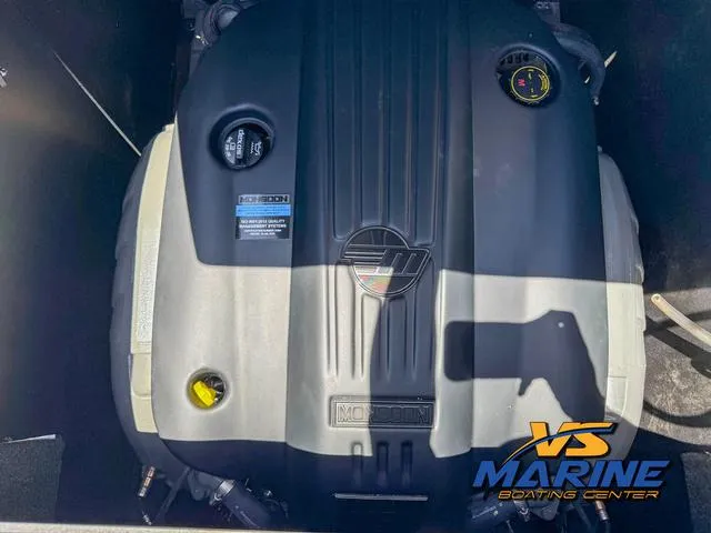 Slide: The Image of 2023 Axis Wake Research T250 engine with Monsoon cover, VS Marine Boating Center logo. - 25