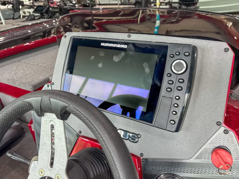 Slide: The Image of 2022 Vexus AVX 2080 boat dashboard with Humminbird fishfinder display. - 8
