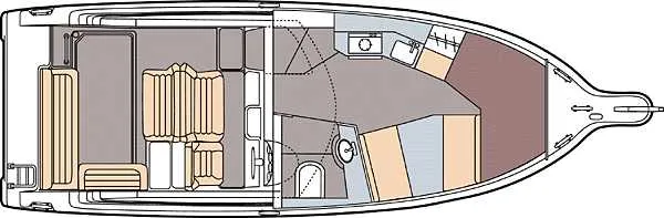 Slide: The Image of 2000 Maxum 2800 SCR boat on gravel, rear view, with covered deck. - 2
