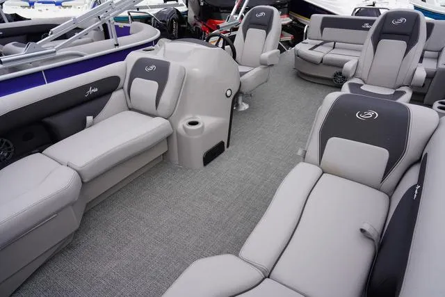 Slide: The Image of 2025 Barletta Boats A22UC interior with luxurious seating and modern design. - 14