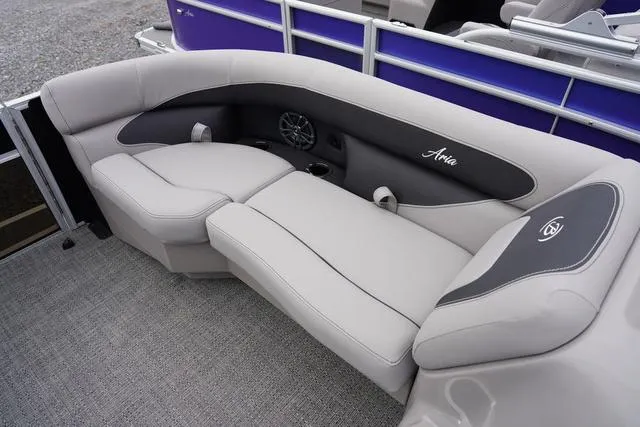 Slide: The Image of Luxurious seating on 2025 Barletta Boats A22UC, featuring plush cushions and sleek design. - 21