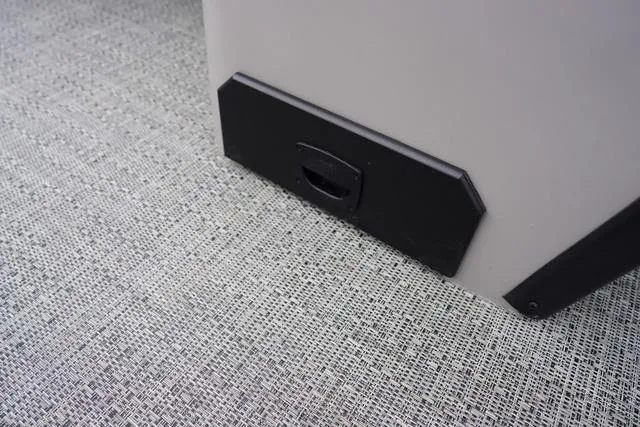 Slide: The Image of Barletta Boats A22UC 2025 interior detail with textured flooring and black panel. - 23