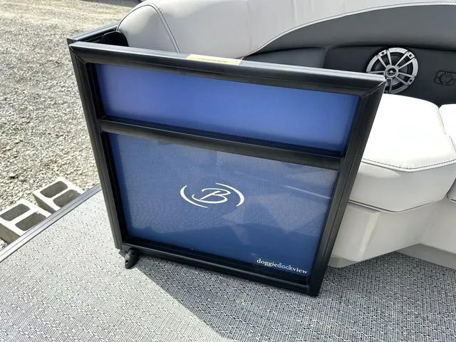 Slide: The Image of Barletta Boats A22UC 2025 doggie dock view screen on boat deck. - 23