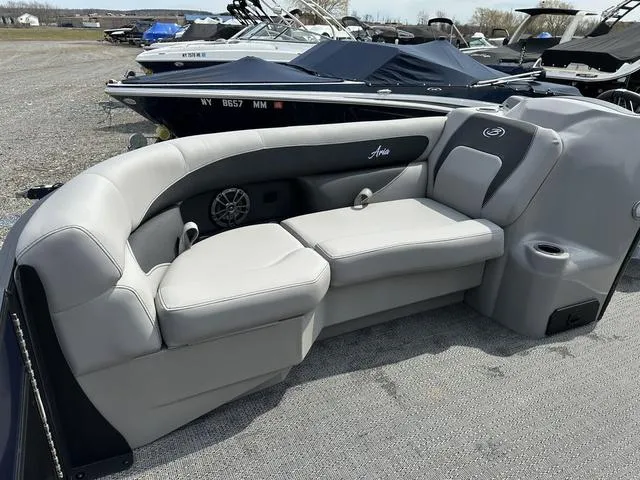 Slide: The Image of 2025 Barletta Boats A22QC with luxurious seating and modern design. - 10