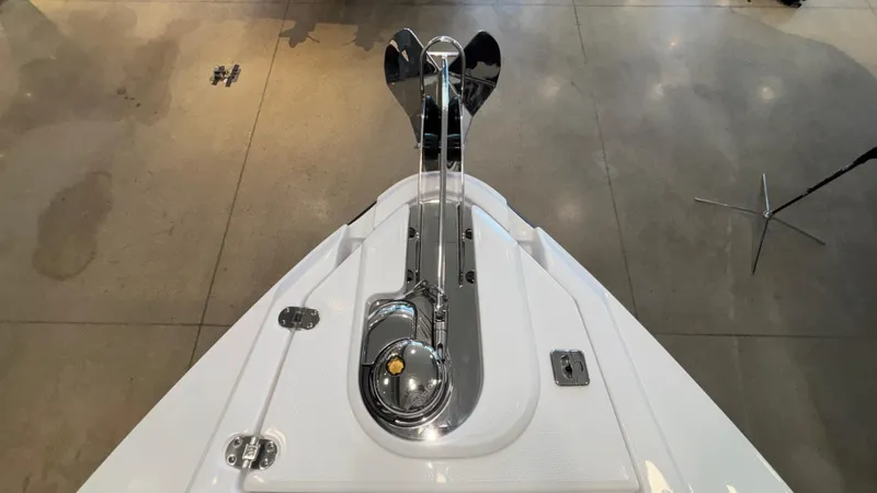 Slide: The Image of Bow of 2025 Monterey 298 Super Sport boat with anchor and deck details. - 34