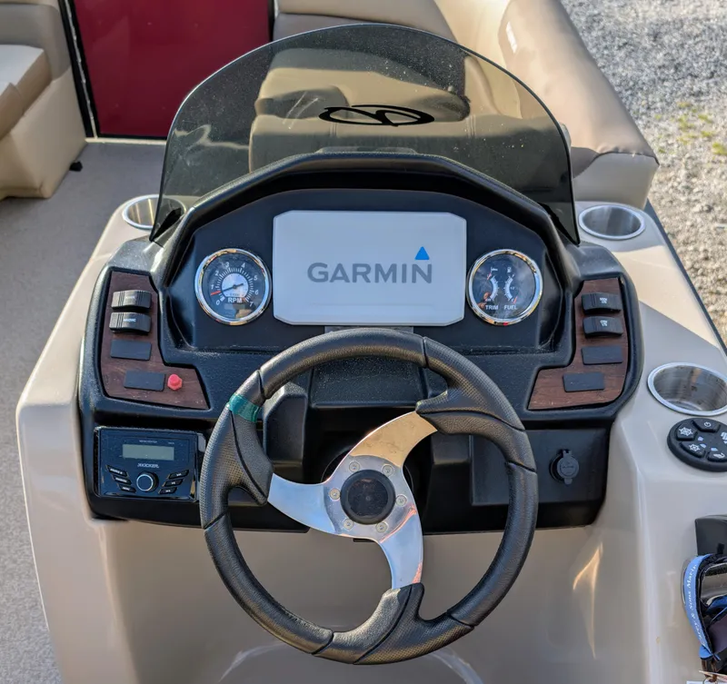 Slide: The Image of Steering console of 2023 Veranda VR20RC boat with Garmin display and controls. - 5