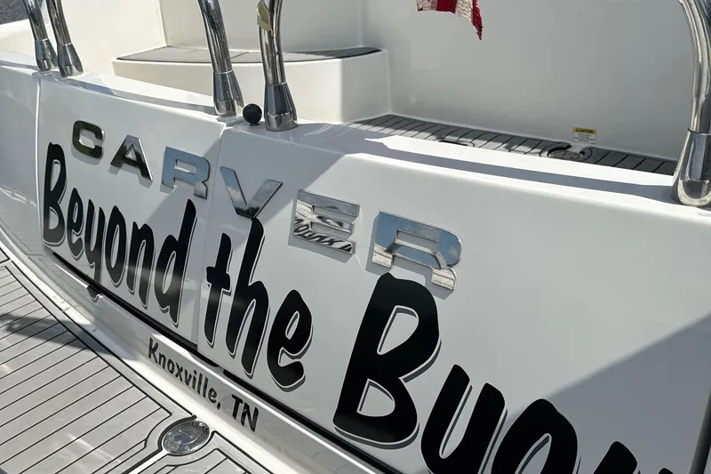 Slide: The Image of 2006 Carver 43 Motor Yacht with "Beyond the Buoy" text, Knoxville, TN. - 11