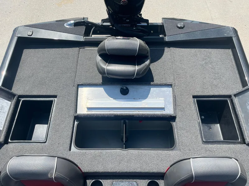 Slide: The Image of 2017 Ranger RT 198P boat deck with storage compartments and seating. - 12