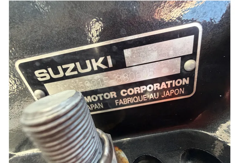 Slide: The Image of Close-up of Suzuki motor label on 2008 Sea Fox 216 Dual Console boat. - 56