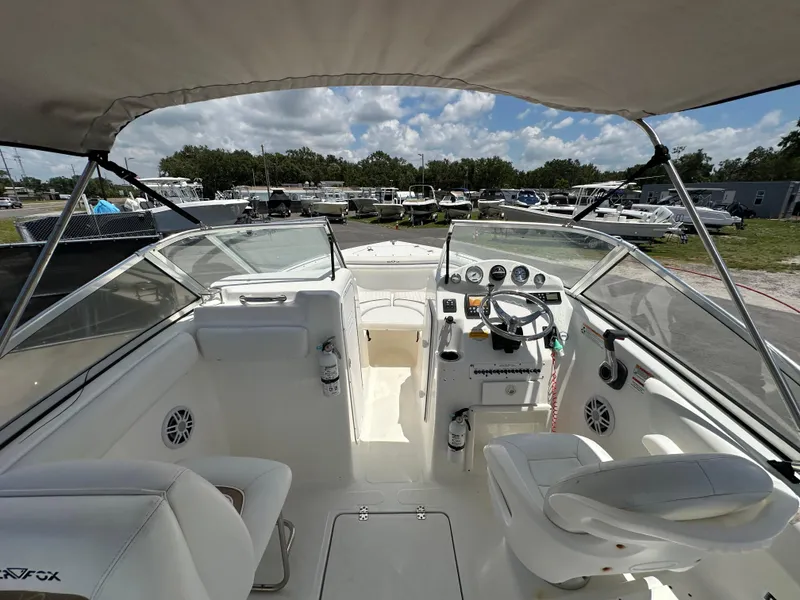 Slide: The Image of 2008 Sea Fox 216 Dual Console boat with Suzuki outboard motor on trailer. - 9