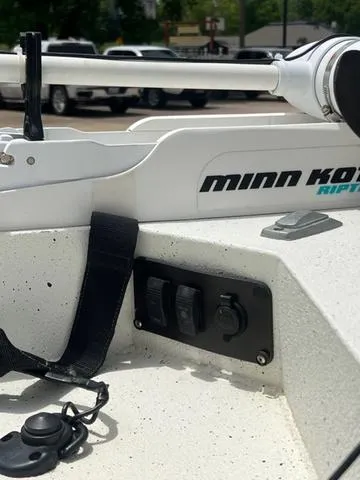 Slide: The Image of Close-up of a 2017 Excel 22' Pleasure boat with Minn Kota Riptide motor controls. - 11