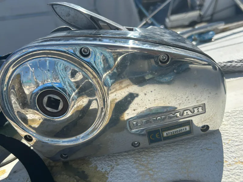 Slide: The Image of Chrome Lewmar winch on a 1973 Challenger Cruiser yacht deck. - 15