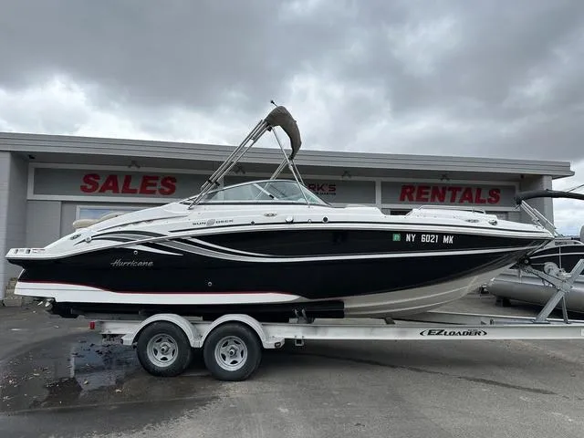 Slide: The Image of 2015 Hurricane SD 2400 I/O boat on trailer at sales and rentals location. - 2